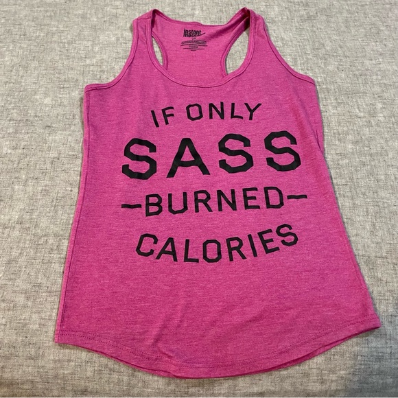Instant Message Sass/Calories Purple/Black Racerback Tank Top Size Small - Picture 3 of 6